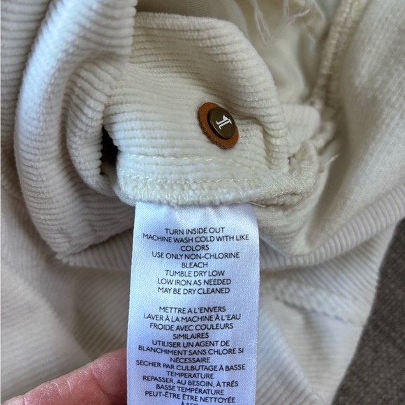 Pilcro Anthropologie White Corduroy Short Overalls Raw Hem Size 26 - Picture 7 of 9